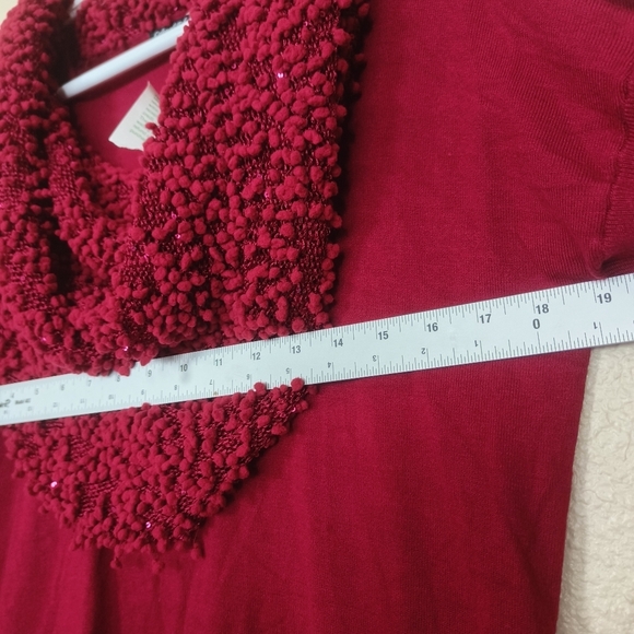 Gaby & Eden Red blouse-style sweater with fallen turtleneck with sequins size L - Picture 3 of 10